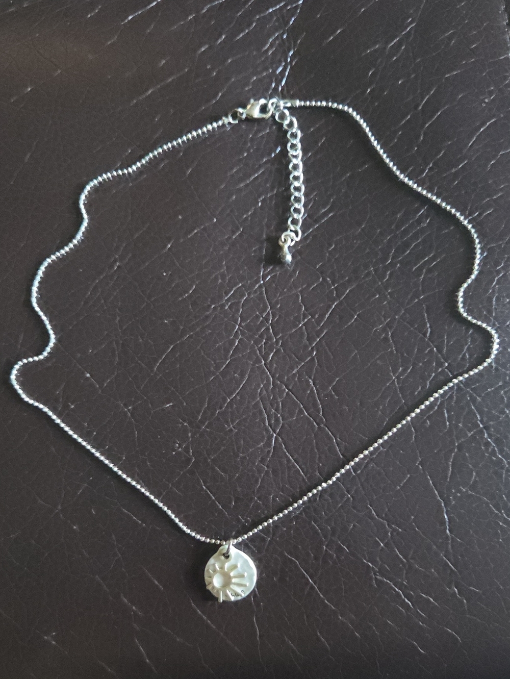 Silver Disc Behind Sunshine Pendant Necklace -"Shine"  Women's Jewelry